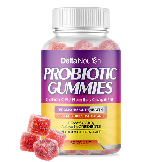 Delta Nourish Probiotic Gummies – Digestive & Immune Support – 5 Billion CFU – Non-GMO & Delicious