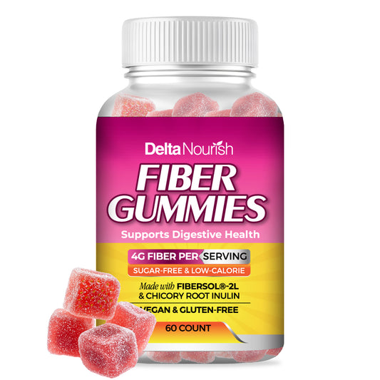 Delta Nourish Fiber Gummies – Digestive Support – 4g Dietary Fiber – Vegan & Gluten-Free
