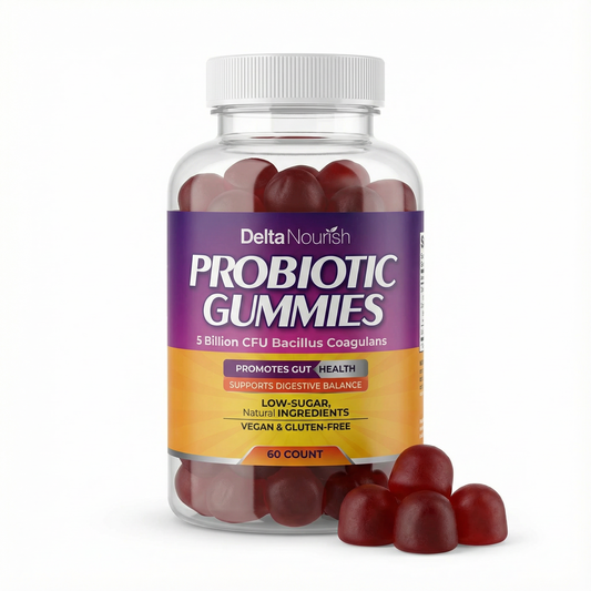 Delta Nourish Probiotic Gummies – Daily Gut Wellness Support – 5 Billion CFU – Non-GMO