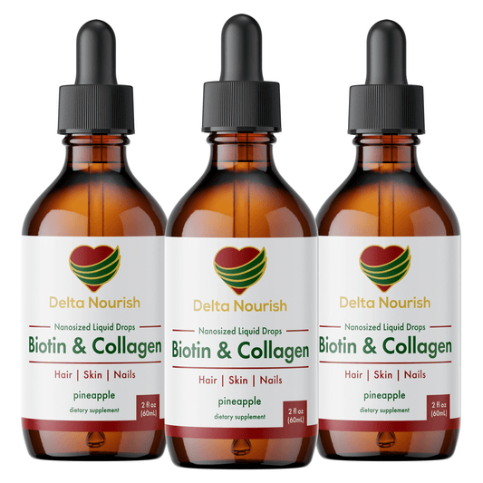Biotin and Collagen Drops for Hair, Skin, and Nails 3 Pack - deltanourish.com