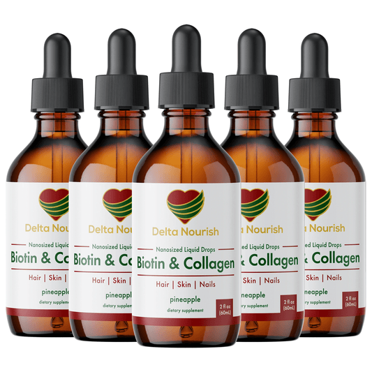 Biotin and Collagen Drops for Hair, Skin, and Nails 5 Pack - deltanourish.com
