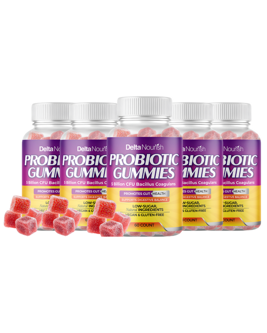 Delta Nourish Probiotic Gummies – Digestive & Immune Support – 5 Billion CFU – Non-GMO & Delicious
