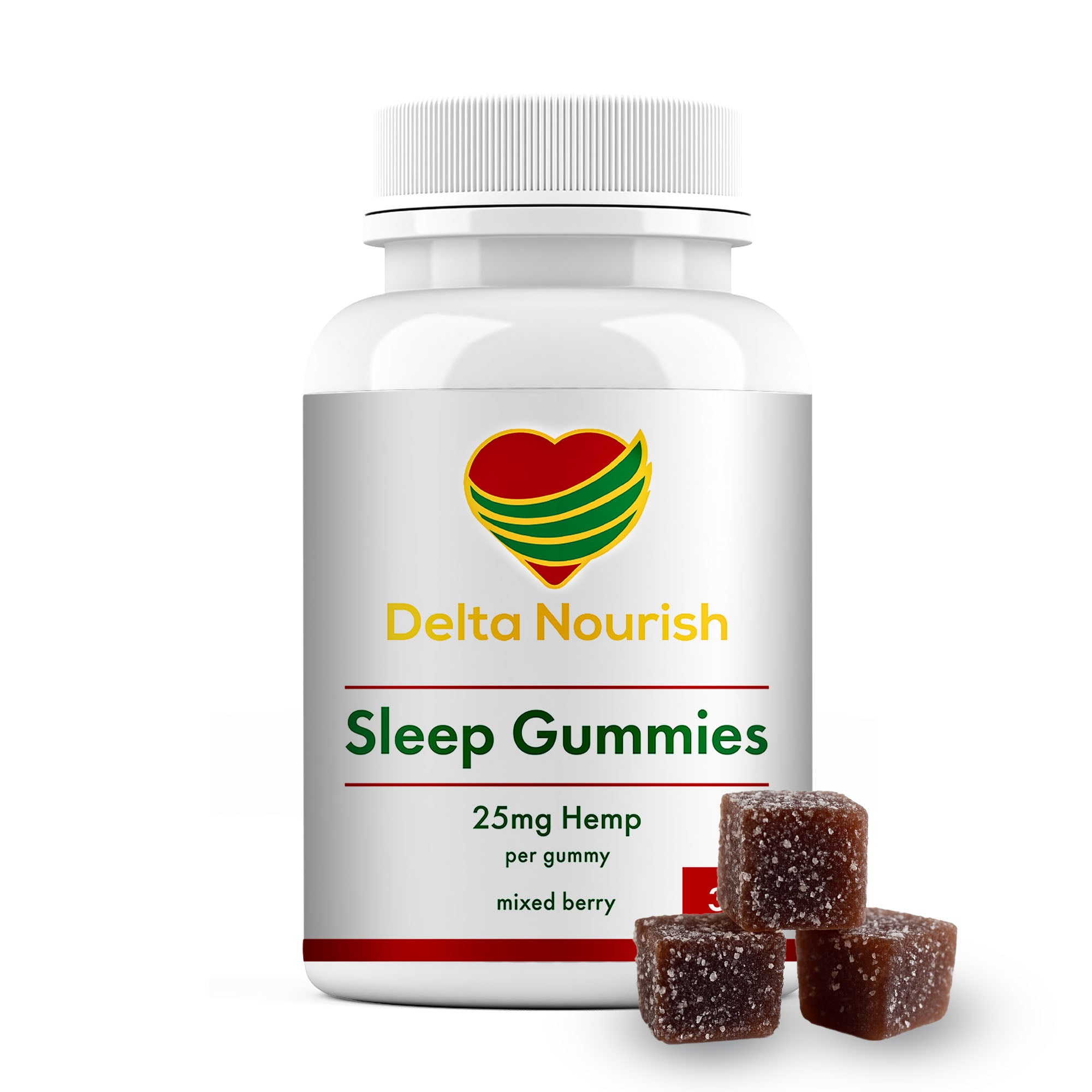 Delta Nourish Sleep Gummies – Natural Sleep Support with Hemp Extract – Mixed Berry Flavor – Vegan, Non-Habit Forming – 30 Count