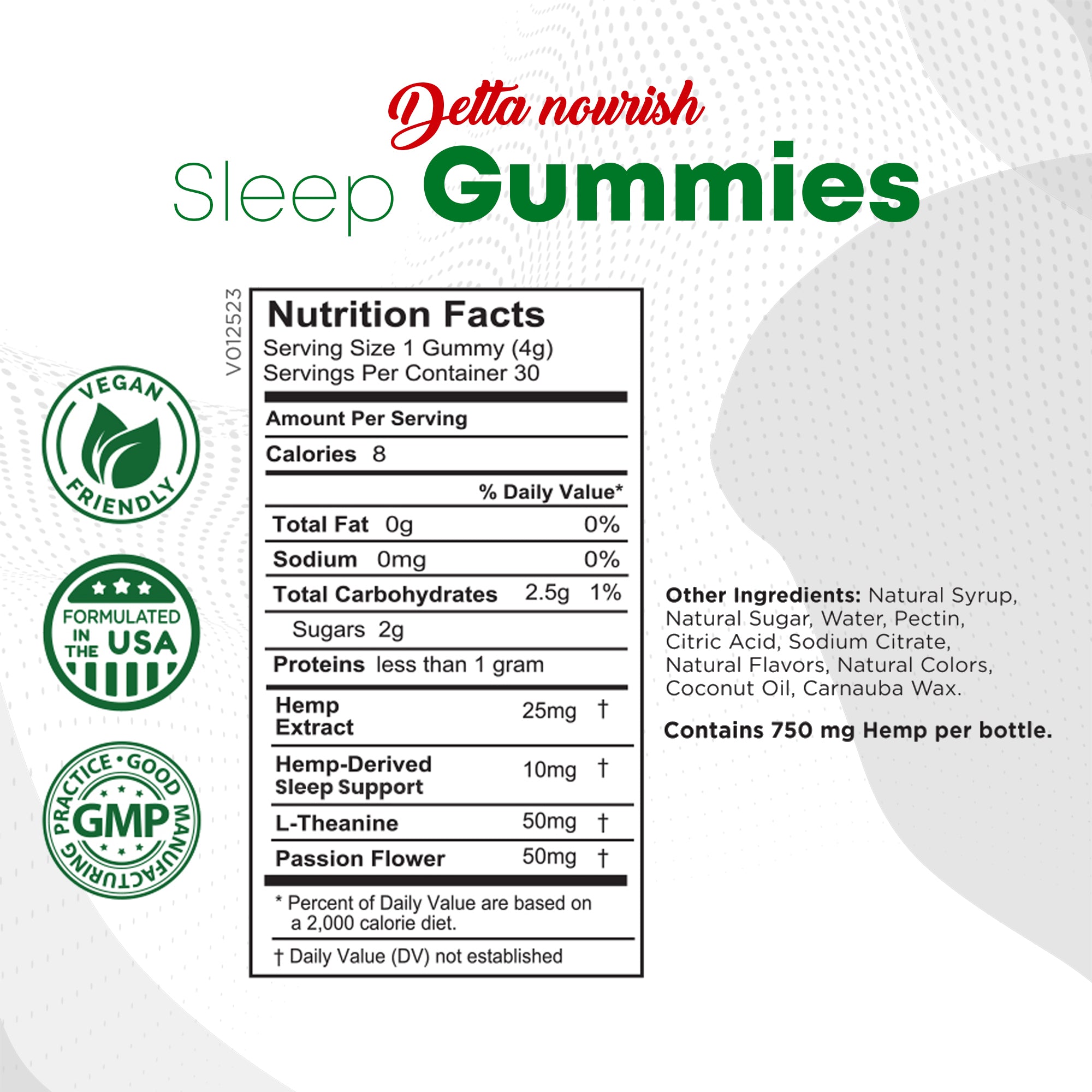 Delta Nourish Sleep Gummies – Natural Sleep Support with Hemp Extract – Mixed Berry Flavor – Vegan, Non-Habit Forming – 30 Count