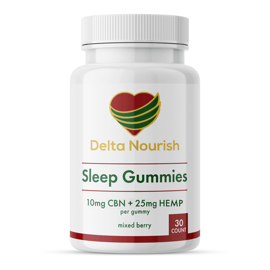 Delta Nourish Sleep Gummies, 10mg CBN, Mixed Berry Flavor, Vegan-Friendly, 30 Gummies