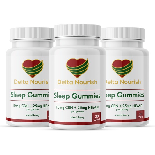 Delta Nourish Sleep Gummies, 10mg CBN, Mixed Berry Flavor, Vegan-Friendly, 30 Gummies