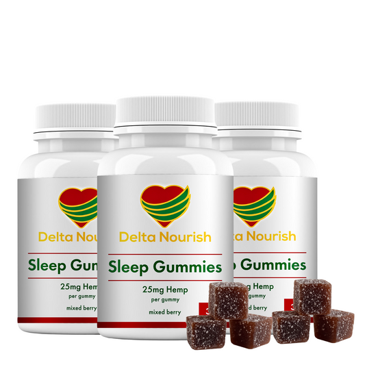 Delta Nourish Sleep Gummies – Natural Sleep Support with Hemp Extract – Mixed Berry Flavor – Vegan, Non-Habit Forming – 30 Count