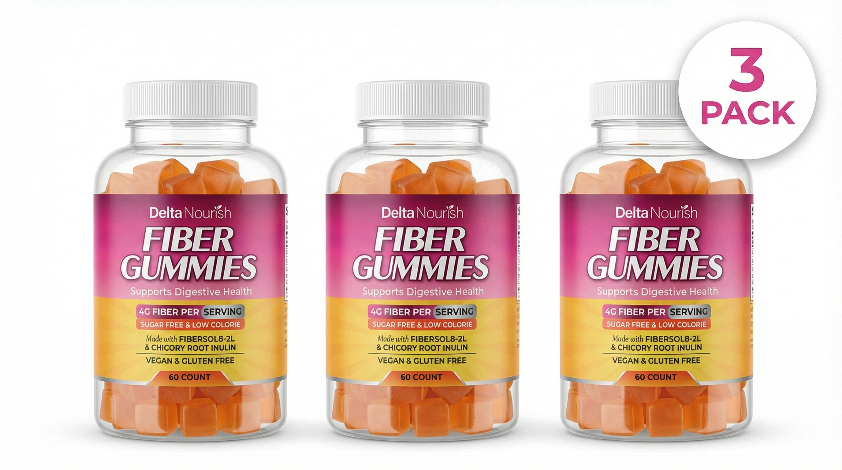 Delta Nourish Fiber Gummies – Daily Digestive Wellness Support – 4g Dietary Fiber – Vegan & Gluten-Free