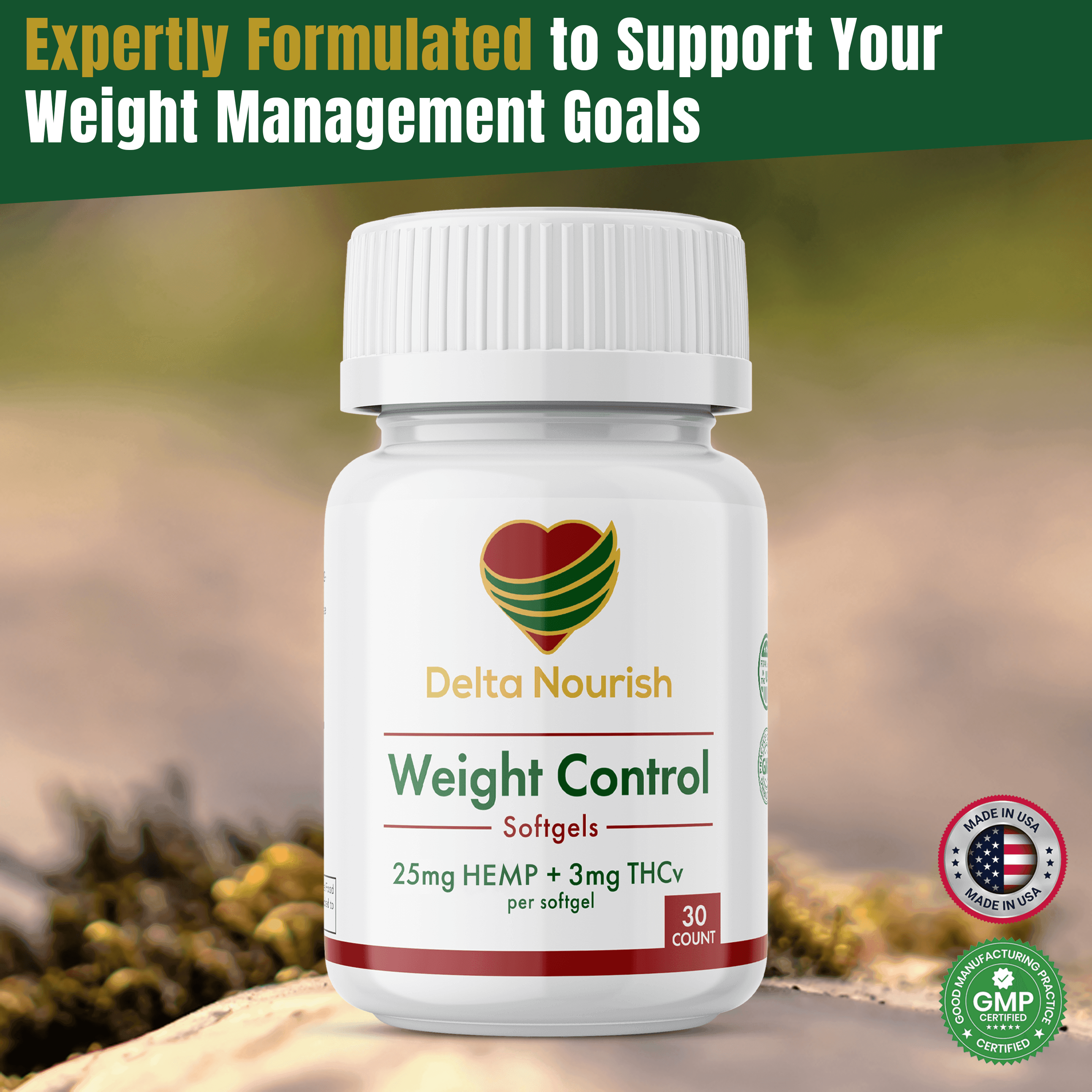 Delta Nourish Weight Control Supplement - Natural Support for Metabolism and Appetite Management, 30 Vegan Capsules