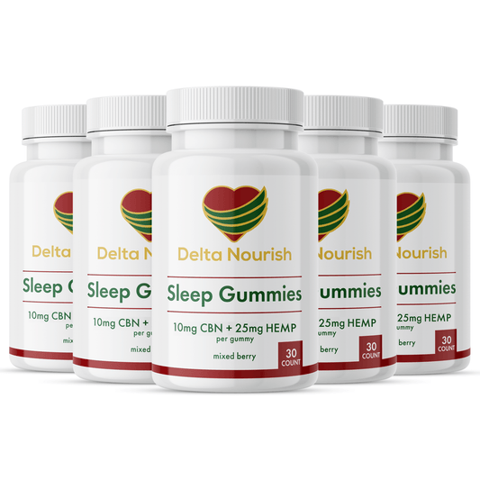 Delta Nourish Sleep Gummies, 10mg CBN, Mixed Berry Flavor, Vegan-Friendly, 30 Gummies