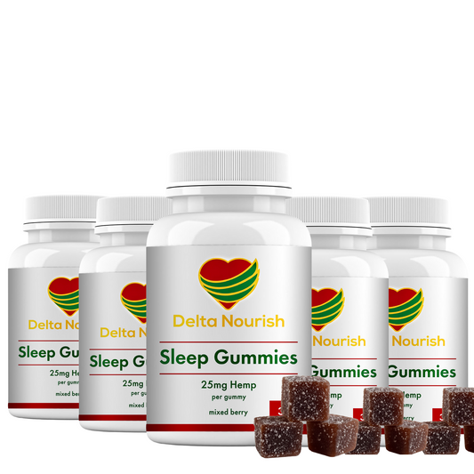 Delta Nourish Sleep Gummies, 10mg CBN, Mixed Berry Flavor, Vegan-Friendly, 30 Gummies