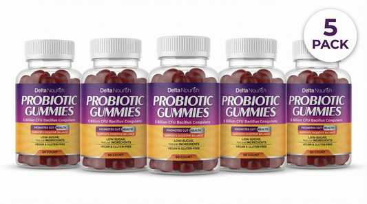 Delta Nourish Probiotic Gummies – Daily Gut Wellness Support – 5 Billion CFU – Non-GMO