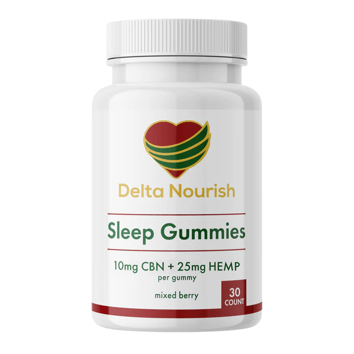 Delta Nourish Sleep Gummies, 10mg CBN, Mixed Berry Flavor, Vegan-Friendly, 30 Gummies