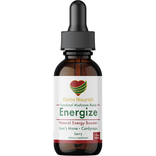 Energize Drops - Natural Energy Supplement Liquid Water with Mushroom, Cordyceps, Alpha GPC, L-Tyrosine & Vitamin B12 - deltanourish.com