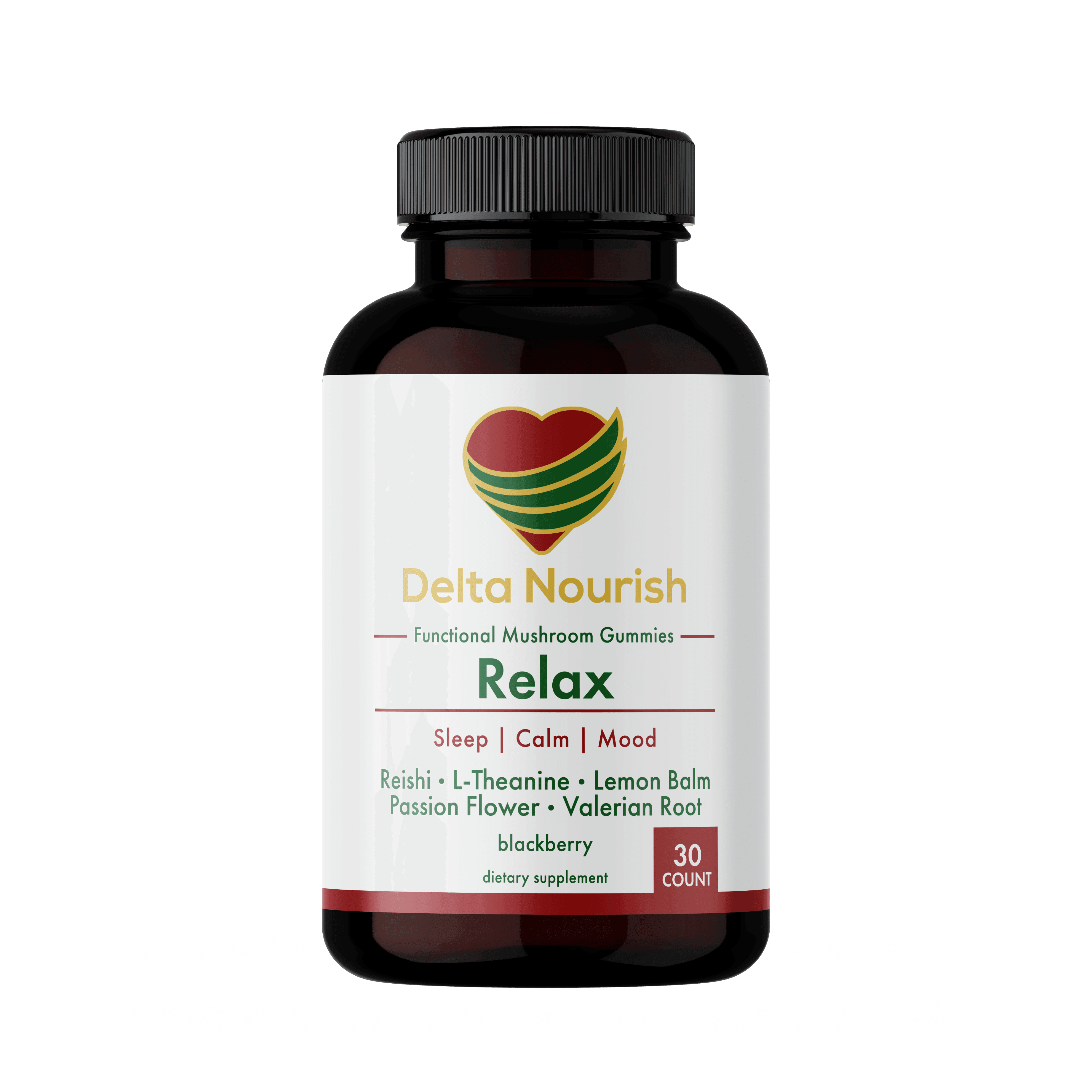 Delta Nourish Stress Relief Relaxing Gummies for Adults | Blackberry Flavor | 30 Gummies | Supports Mood, Focus & Stress Management - deltanourish.com