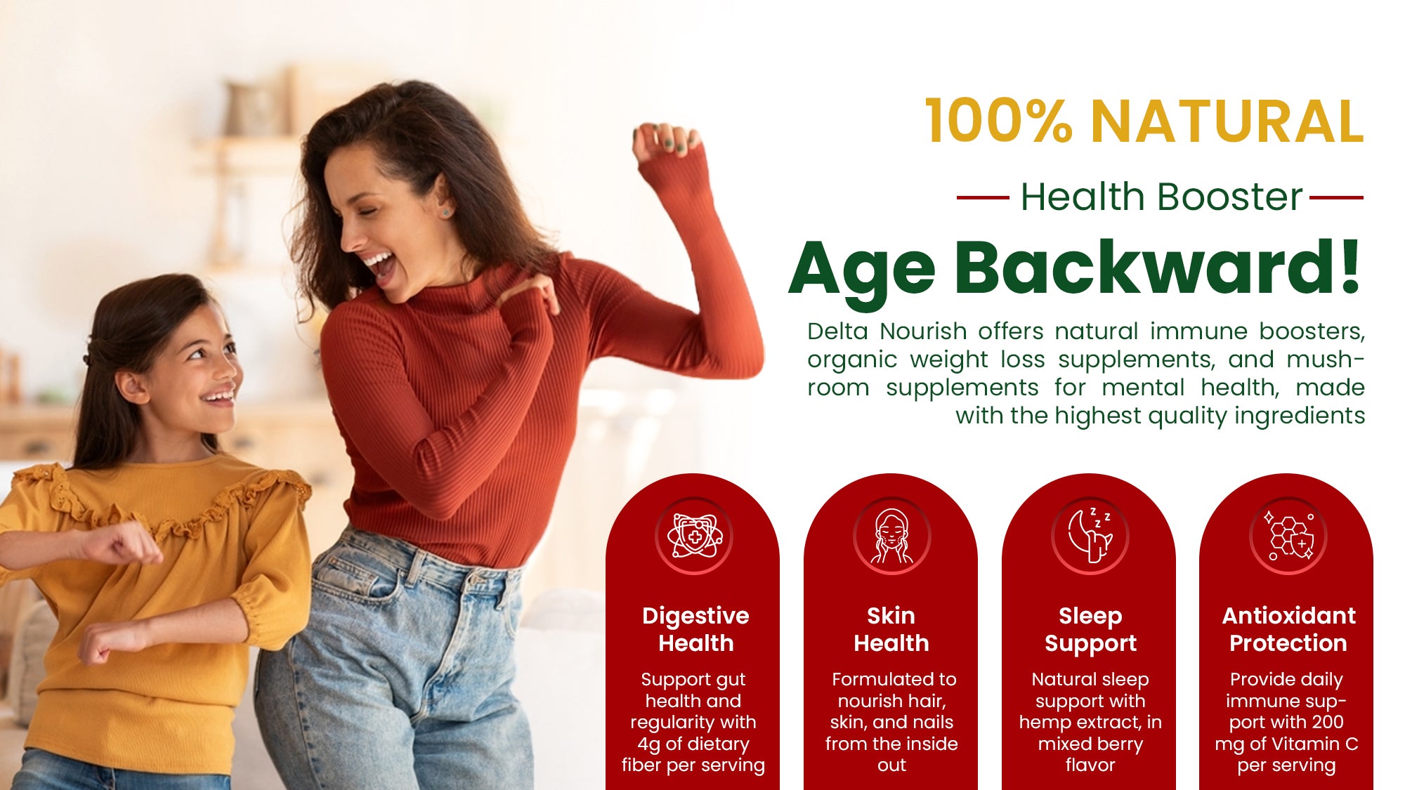 All-natural mushroom gummies featuring Chaga, Shiitake, and Maitake extracts.