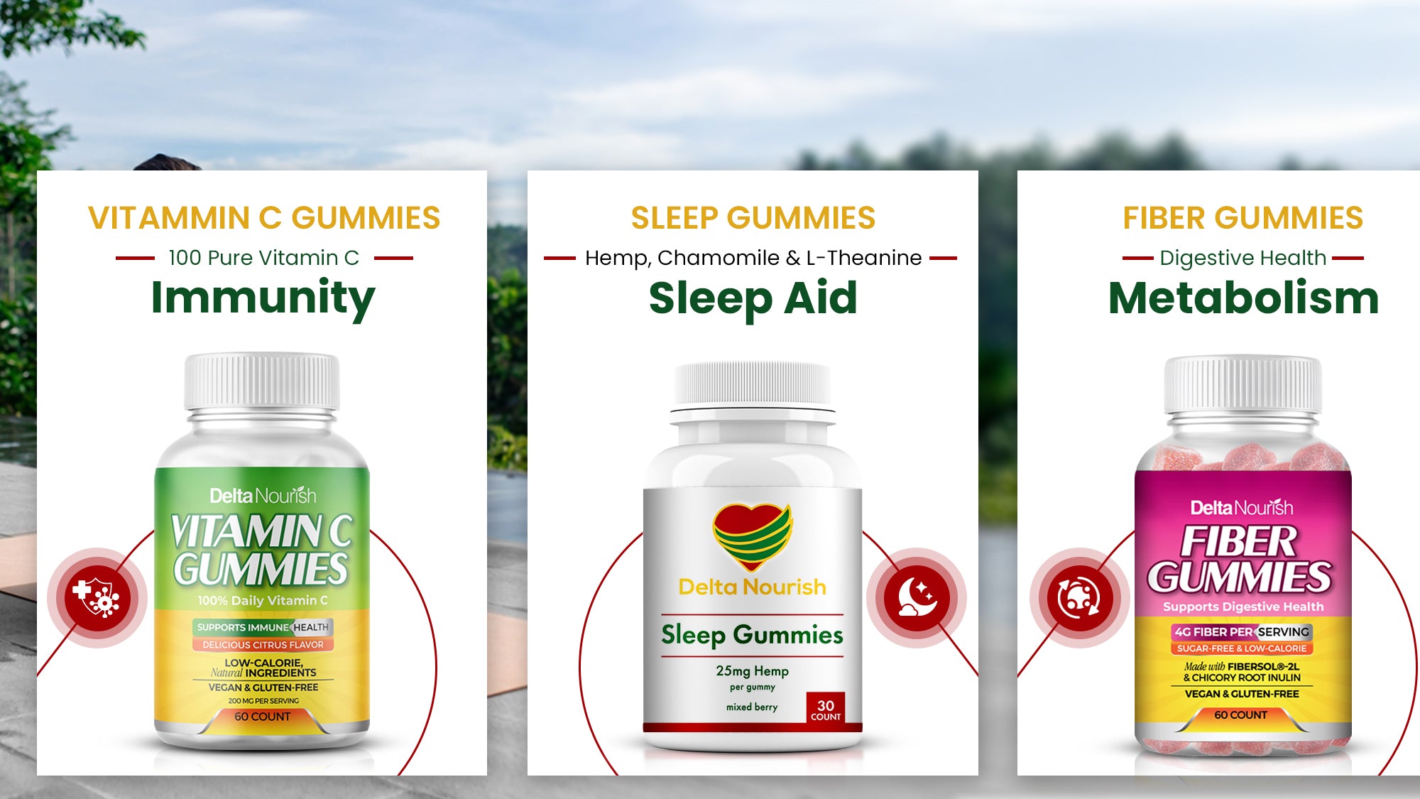 Delta Nourish wellness products for natural health and energy